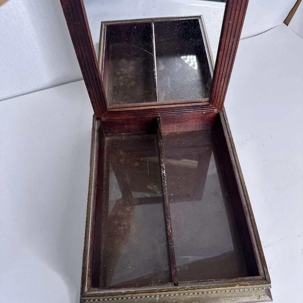 Wooden Botanical Antique Floral Vanity Box, Jewelry, Trinkets, Etc.‎